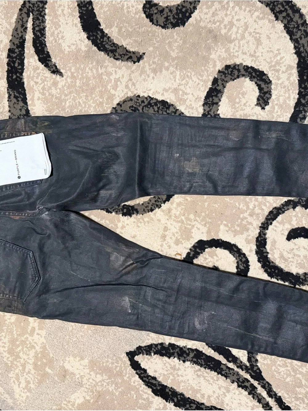 PURPLE Skinny Black Men's Jeans with Subtle Distress